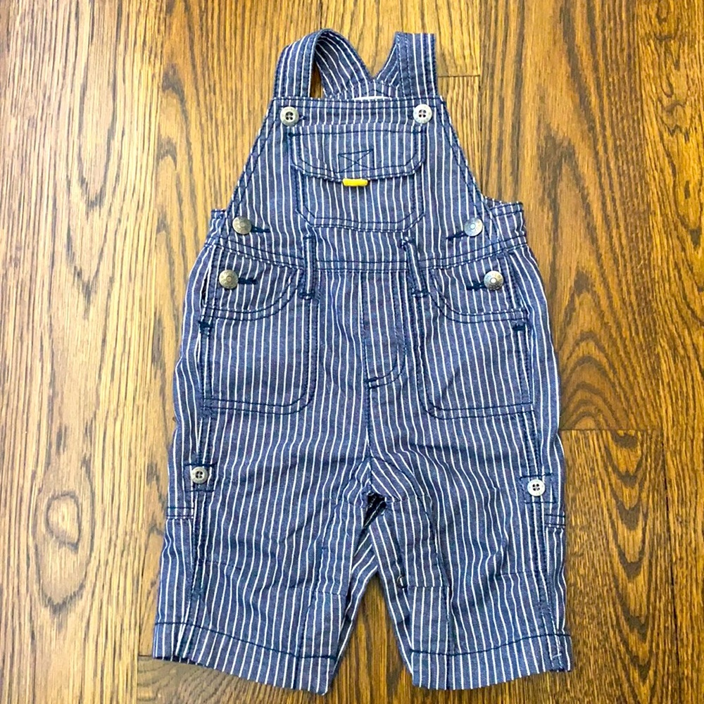 Baby Boden Striped Denim Overalls - 3-6M